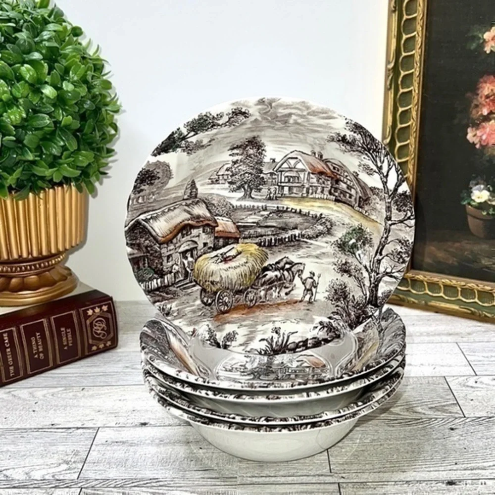 Yorkshire Multicolor by Staffordshire  Hand Engraved Ironstone 4405 Bowls (5)